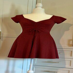 Rolla Coster Rust Ribbed Fit & Flare Dress | M | Stretch